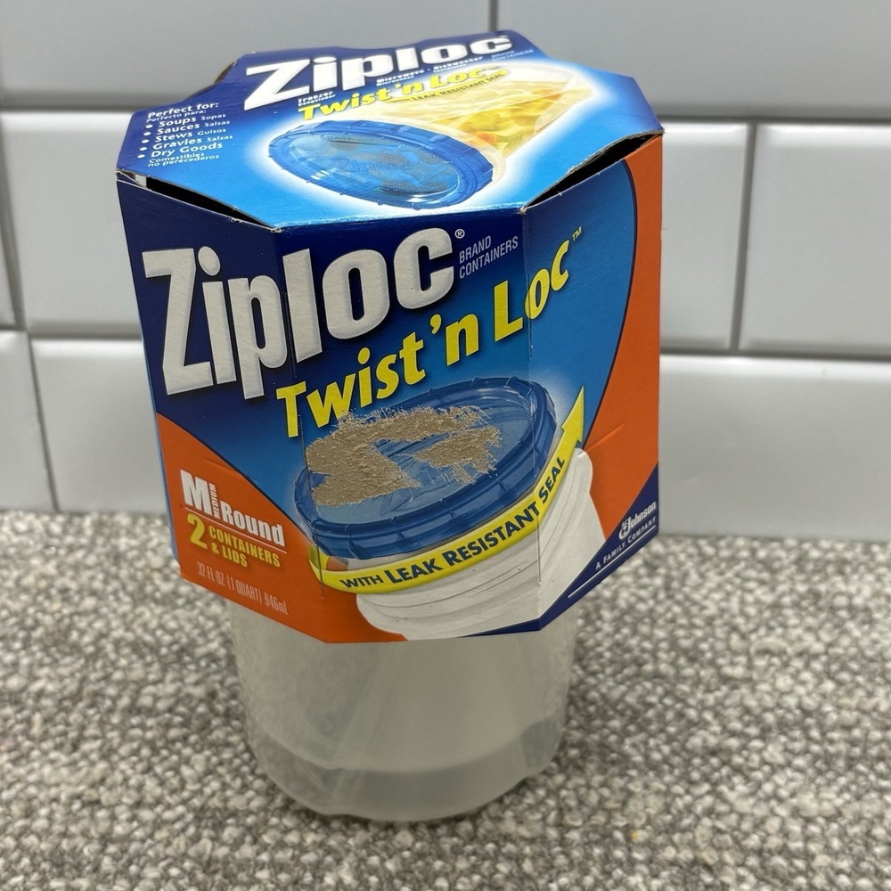 Ziploc Twist n Loc 2 Medium Round 1 Quart Containers Lids NEW